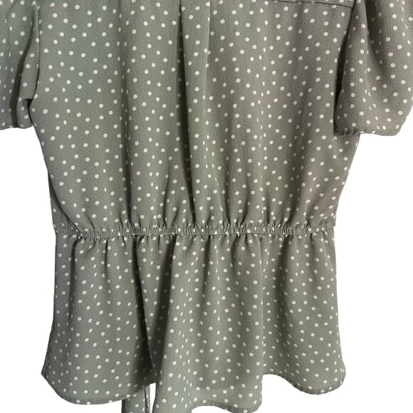 OLM Womens Blouse, Green, Dots, Size M - Picture 7 of 8